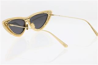Dior MissDior B1U Gold-Finish Metal Butterfly Sunglasses With White Metal Pearls